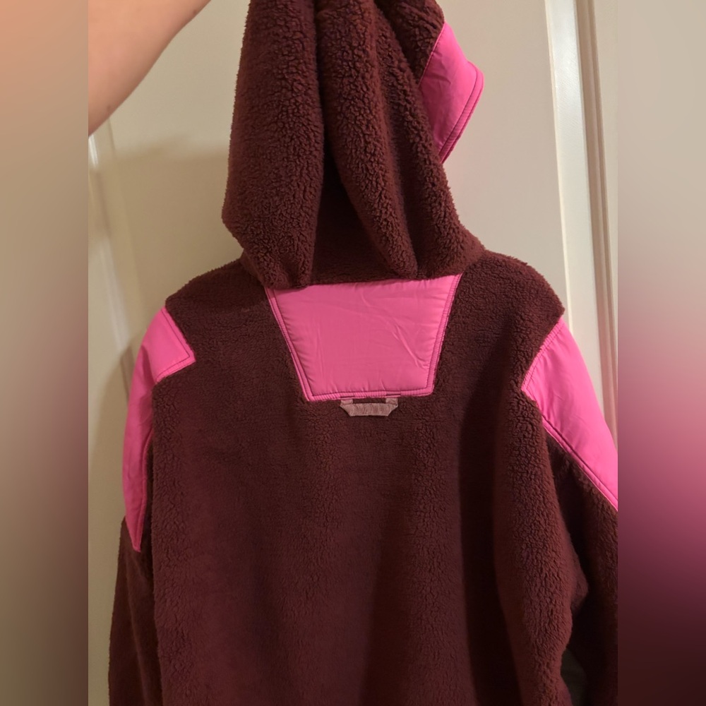 Free People Movement Lead The Pack Fleece Pullover, Burgundy Pink Combo, NWT, M - Picture 5 of 6